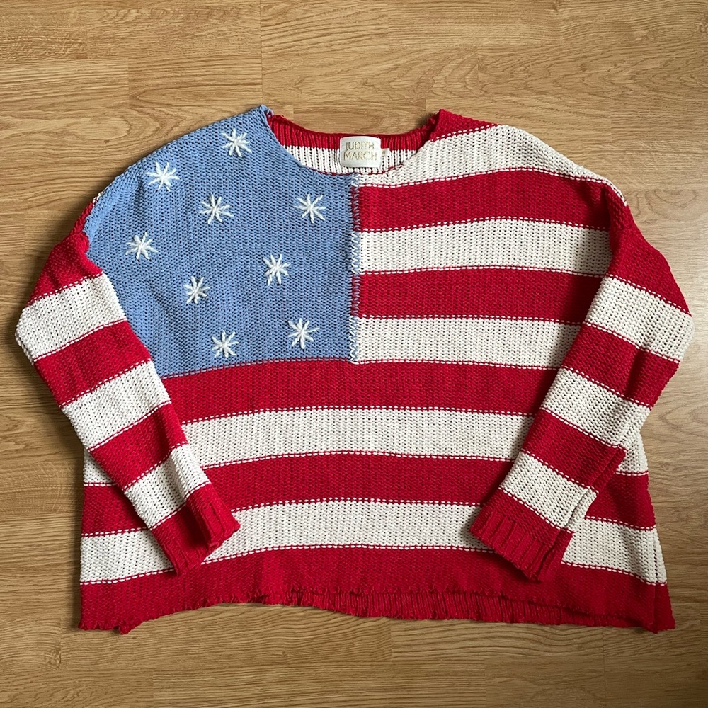 Judith March American Flag Sweater Small